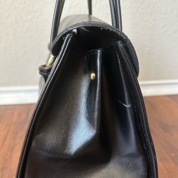 ROBERTA M Italian Leather Satchel Bag in Black (L 15" x W 6.25" x H 9") - Picture 5 of 14